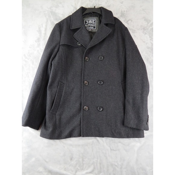 Buffalo David Bitton Other - Buffalo David Bitton Wool Blend Peacoat Jacket L Charcoal Gray Double Breasted